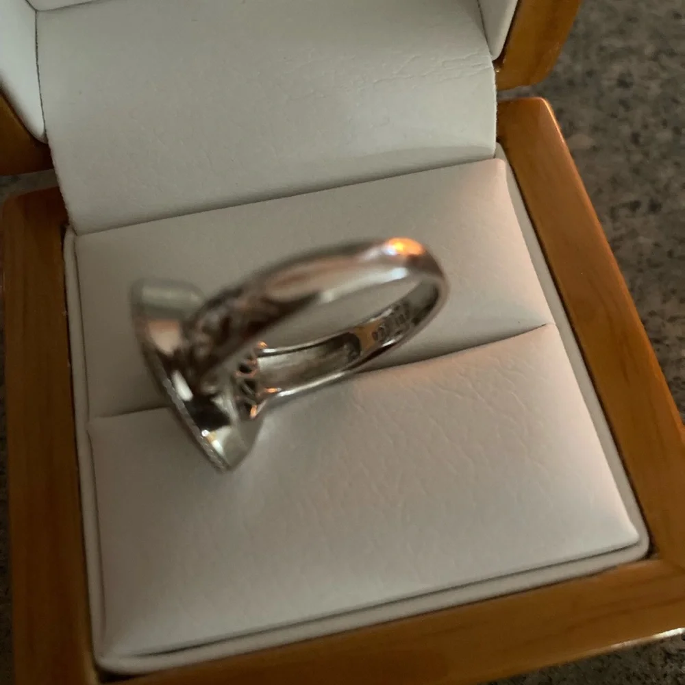 💍 925 Diamond Heart Ring Sterling Silver, Size 7, EUC